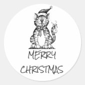 STICKER **MERRY CHRISTMAS ** MET KITTEN (Voorkant)