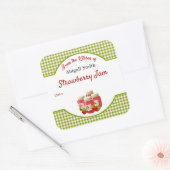 Sticker met aardbei geruit vierkant (Envelop)