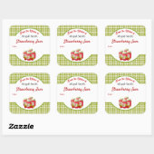 Sticker met aardbei gingham vierkant (Vel)