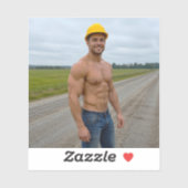 Sticker met afbeelding van gespierde bouwvakker nr (Vel)
