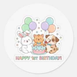 Sticker met baby dieren voor 1e verjaardag