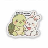 Sticker met beste vrienden Cute Turtle en Bunny (Voorkant)