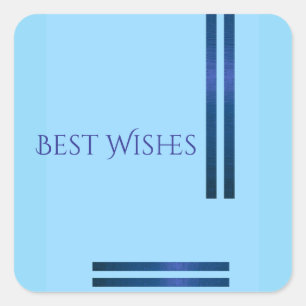 Sticker met beste wensen - Lichtblauw met marinebl