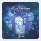 Sticker met blauw kerstcadeau (Voorkant)
