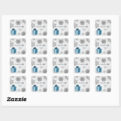 Sticker met blauw kerstcadeau (Vel)