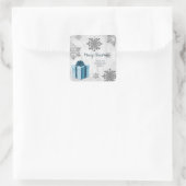 Sticker met blauw kerstcadeau (Tas)