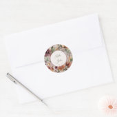 Sticker met bloemmotief en naam in cirkel (Envelop)