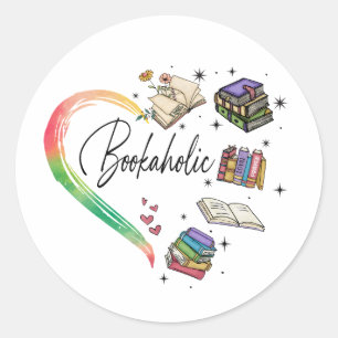 Sticker met boekenliefhebber