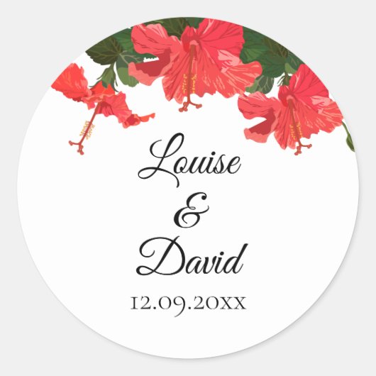 Sticker met Bright Red Hibiscus (Voorkant)