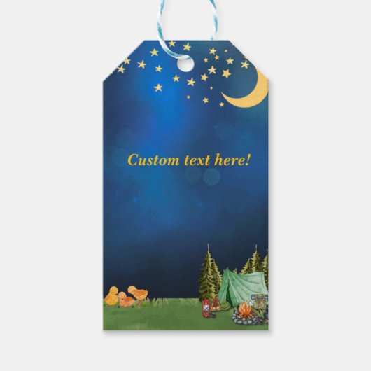 Sticker met campingthema cadeaulabel (Voorkant)