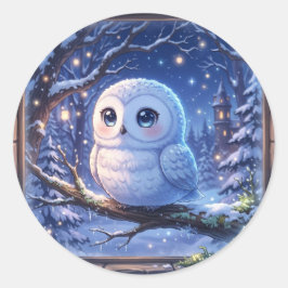 Sticker met Cute Sneeuwuil