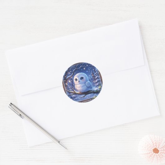 Sticker met Cute Sneeuwuil (Envelop)