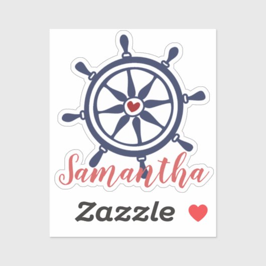 Sticker met de blauwe rode naam zee Life Boat Whee (Vel)