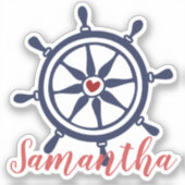 Sticker met de blauwe rode naam zee Life Boat Whee (Voorkant)