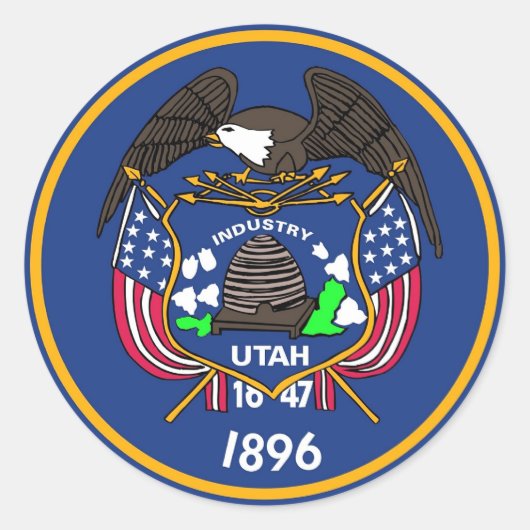 Sticker met de vlag van Utah. (Voorkant)