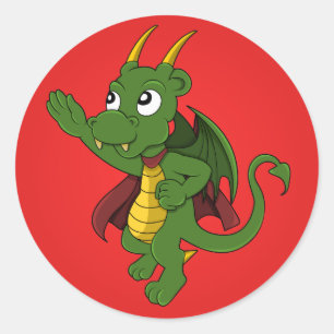 Sticker met draak superheld cartoon