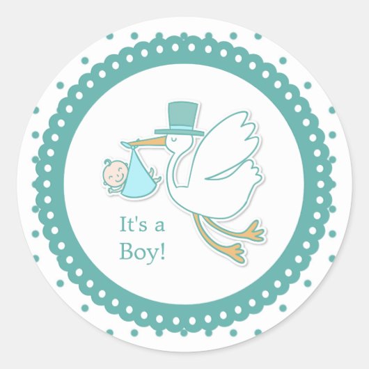 Sticker met een schattige baby Baby shower (Voorkant)