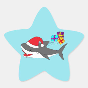 Sticker met een schattige feestelijke haai