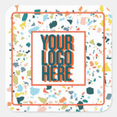 Sticker met eigen logo en kleurrijke vlekjes (Voorkant)