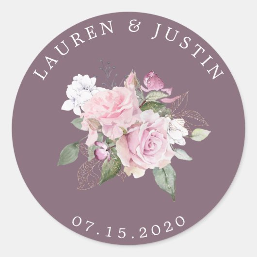 Sticker met elegante bloemige monogram in de rozen (Voorkant)