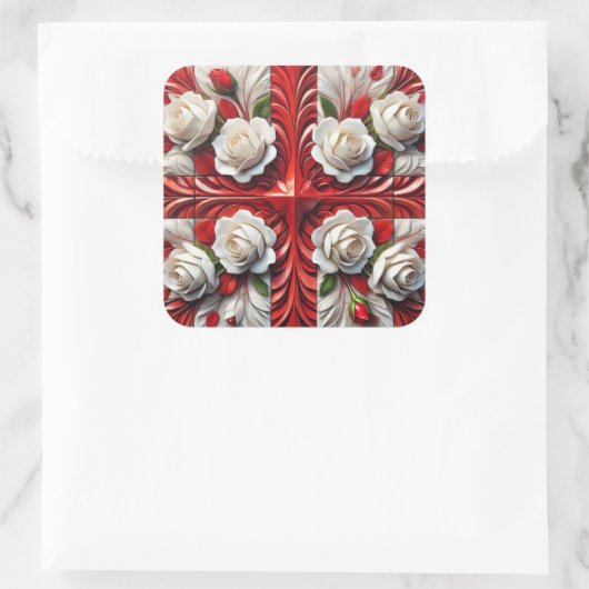 Sticker met Engels Rozen Design (Tas)