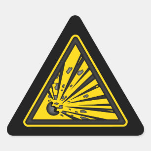 Sticker met explosievenwaarschuwing