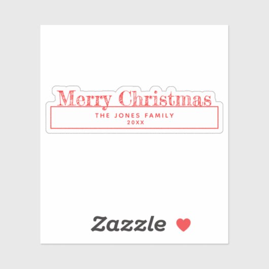 Sticker met familienaam voor vrolijk kerstfeest (Vel)