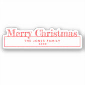 Sticker met familienaam voor vrolijk kerstfeest (Voorkant)
