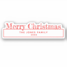 Sticker met familienaam voor vrolijk kerstfeest