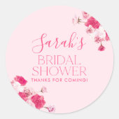 Sticker met felroze bloemen voor bruidsbruiloft fa (Voorkant)