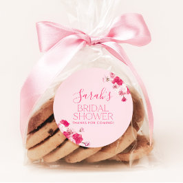 Sticker met felroze bloemen voor bruidsbruiloft fa