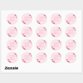 Sticker met felroze bloemen voor bruidsdouche favo (Vel)