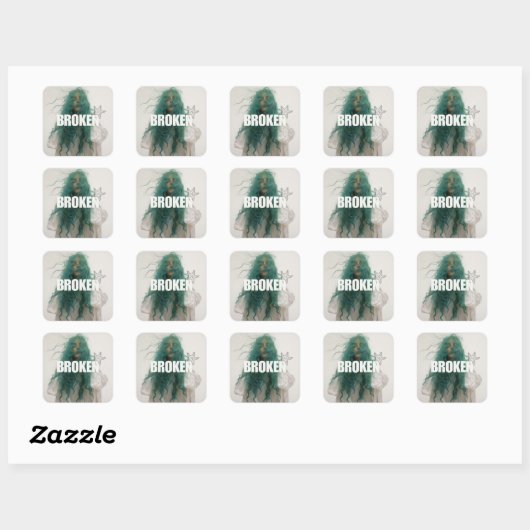 Sticker met gebroken turquoise haar figuur (Vel)