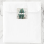 Sticker met gebroken turquoise haar figuur (Tas)