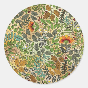 Sticker met geïllustreerd bloemmotief