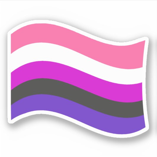 Sticker met genderfluïde vlag die wappert (Voorkant)