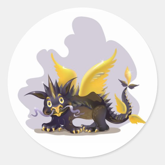 Sticker met grappig zwart dragon afbeelding (Voorkant)