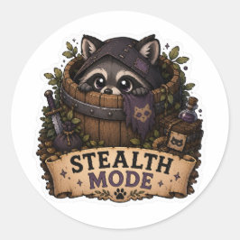 Sticker met grappige schurk wasbeer in stealth-mod
