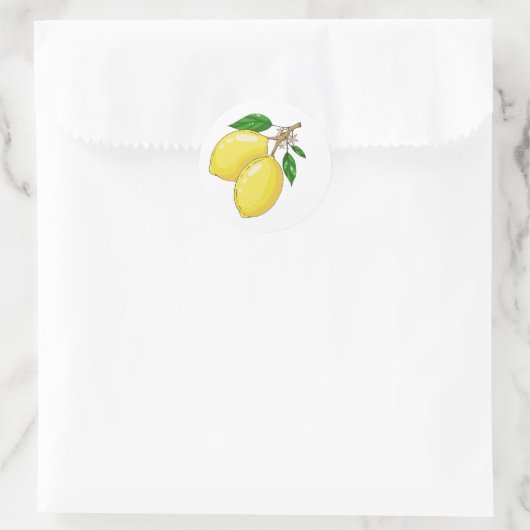 Sticker met grote verse citroenen en groene blader (Tas)
