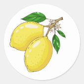 Sticker met grote verse citroenen en groene blader (Voorkant)