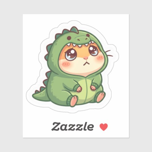 Sticker met hamster in dinosaurus kostuum (Vel)