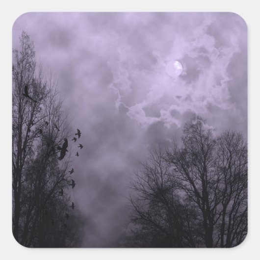 Sticker met Haunted Sky Paarse Mist Halloween (Voorkant)