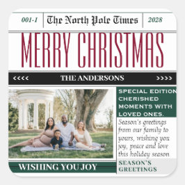 Sticker met het thema kerstvakantie krant