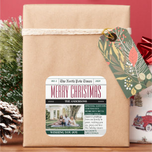 Sticker met het thema kerstvakantie krant