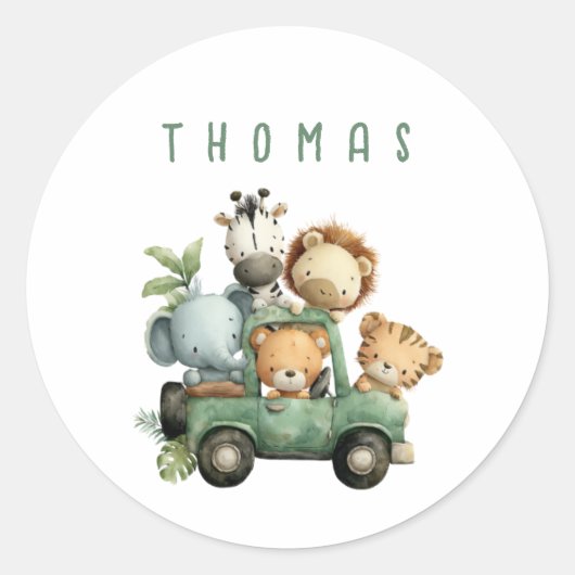 Sticker met jungle dieren rond (Voorkant)