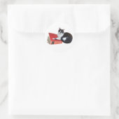 Sticker met kat met boek (Tas)