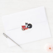 Sticker met kat met boek (Envelop)