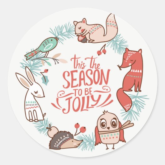 Sticker met kerstjul-bosdieren (Voorkant)