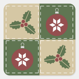 Sticker met kerstquilt