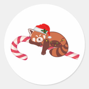 Sticker met kerstslaap Red Panda